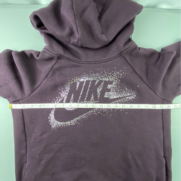 Nike Purple Plum with Silver Sparkle Logo Cowl Neck Hoodie Sz Med - Picture 8 of 14